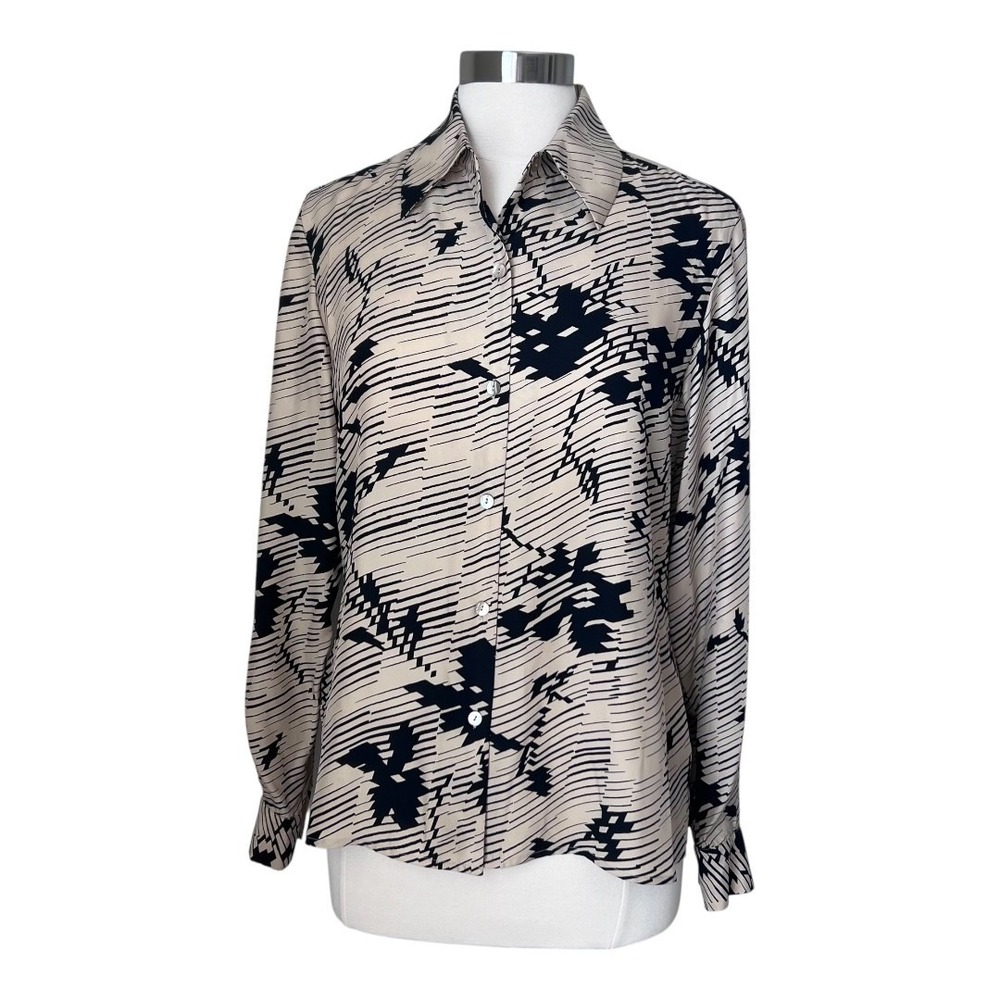 Rena Rowan Women's  100% Silk Button-Up‎ Blouse Size 12 Vintage - Picture 2 of 16
